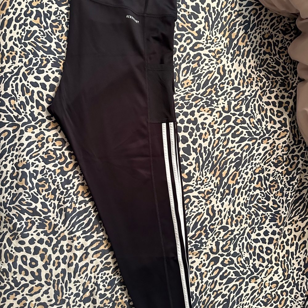 Adidas Black Leggings with White Accents 2x